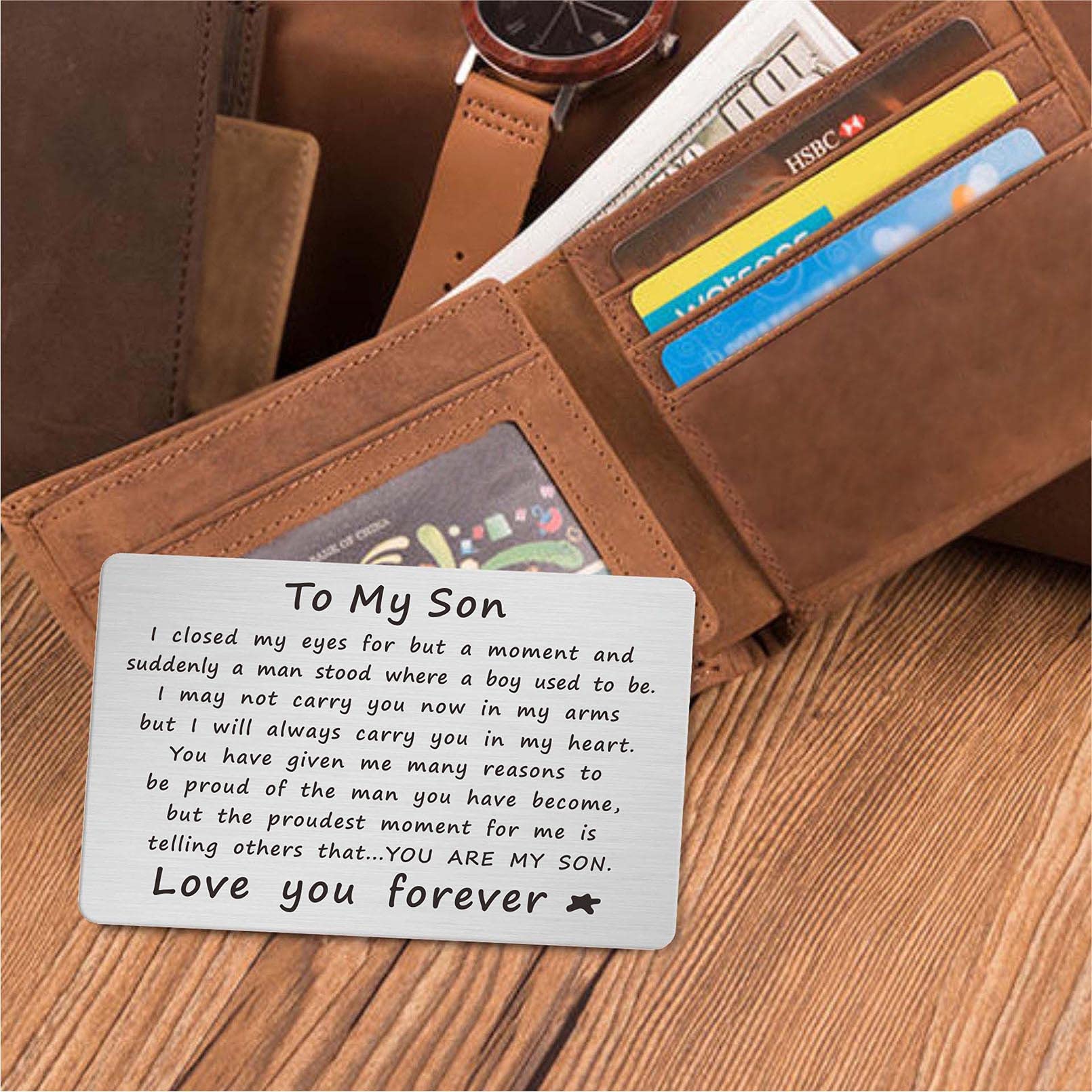 Personalized Inspirational Wallet Card for Son - Birthday, Graduation, Fathers Day Gift from Dad | Perfect for Daily Encouragement & Special Occasions