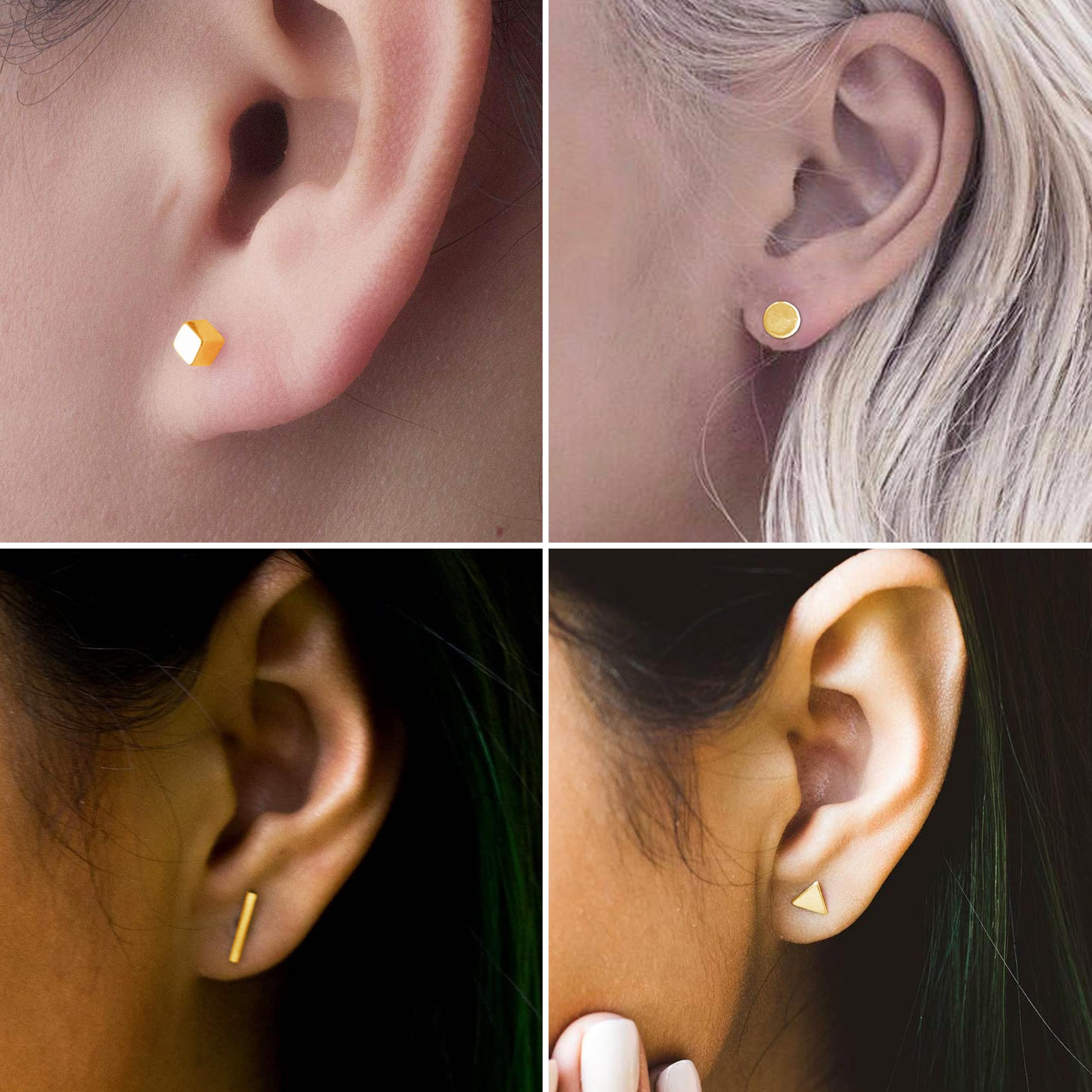 Minimalist Gold Stud Earrings for Women - Simple Circle Bar Earrings, Dainty Jewelry Gift Set for Her | Perfect for Everyday Wear, Office & Special Occasions