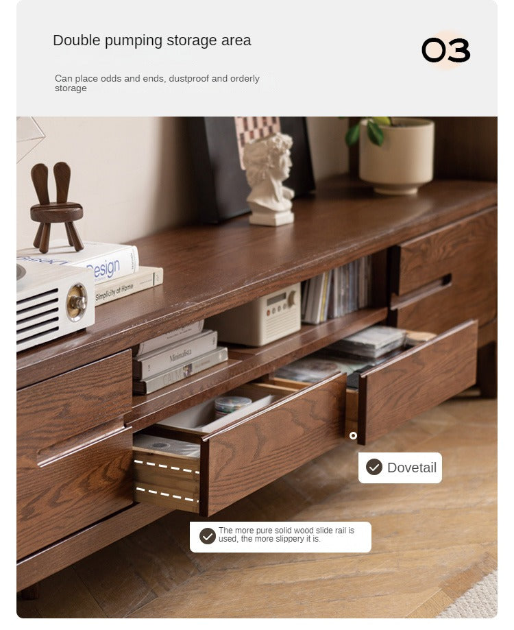 Solid Oak Wood Nordic TV Stand with Storage - Modern Living Room Entertainment Center for TV, Gaming & Media Storage