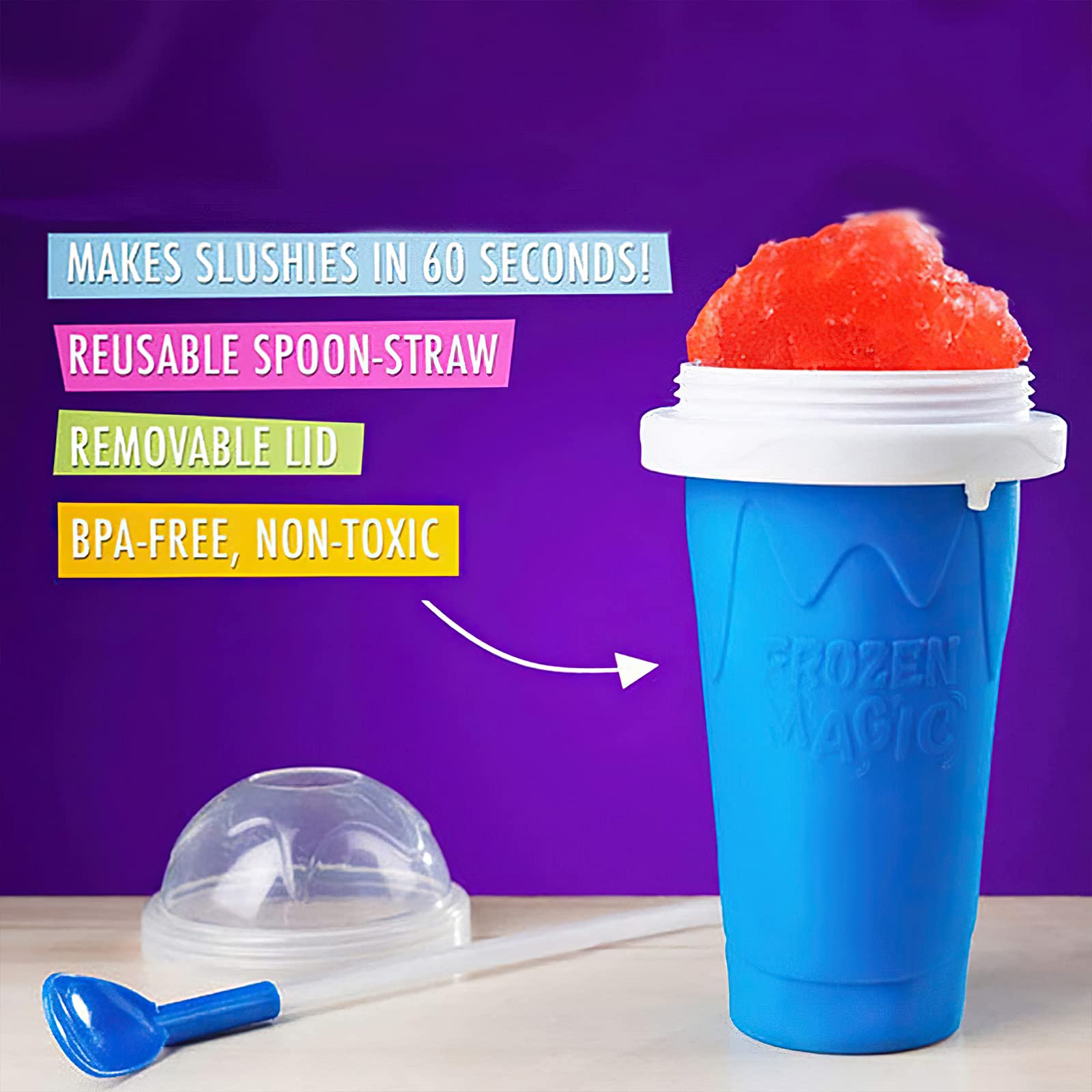 **Quick-Frozen Smoothie Maker - DIY Homemade Ice Cream & Slushy Cup, Manual Squeeze Frozen Yogurt & Milk Shake Maker, Summer Cooling Bottle for Kids (Blue) - Perfect for Parties, Picnics & Hot Summer Days**