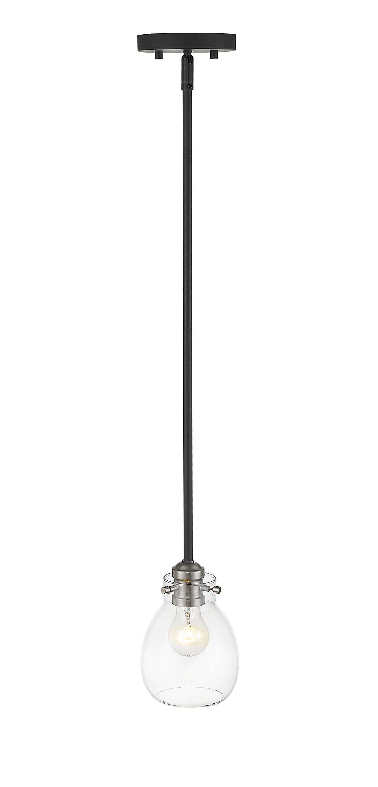 Kraken 1 Light Mini Pendant Light Fixture - Matte Black & Brushed Nickel Finish - Perfect for Kitchen Island, Dining Room, or Entryway Lighting