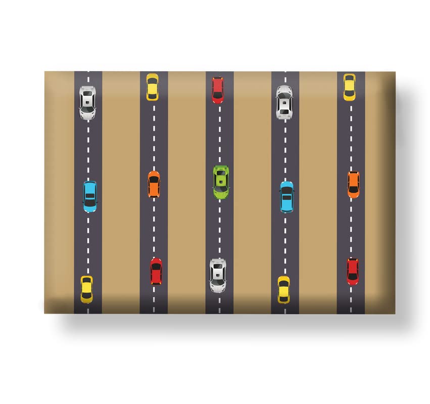 Dovetail Vroom Vroom Kids Gift Wrapping Paper - 4 Sheets Pack | Perfect for Birthday, Christmas & Party Presents for Boys & Girls