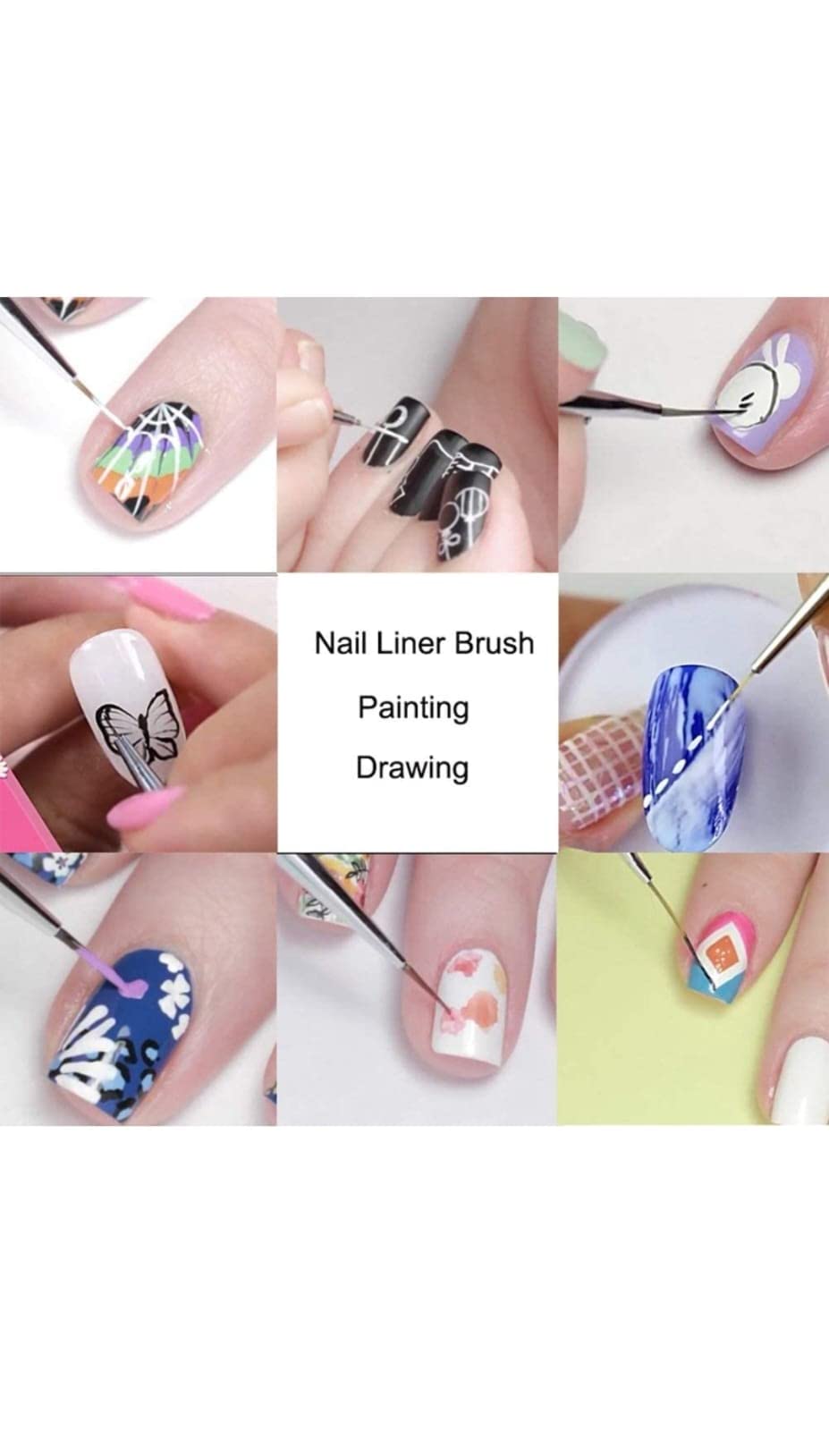 Bolt Bee Nail Brush - White Stripes Fishtail Style Gradient Pen for Nail Art Design | Perfect for Professional Salon & DIY Manicure at Home