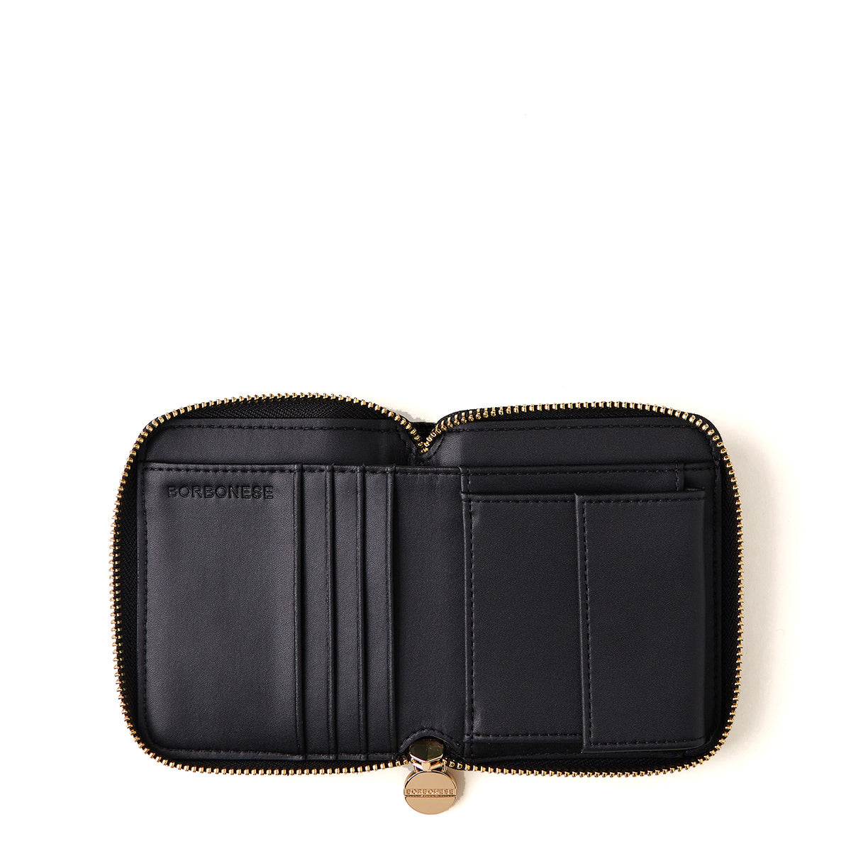 Borbonese OP Natural Black Zip Around Medium Wallet - Nylon Fabric 920055AN0 OP/NATURALE/NERO - Perfect for Everyday Use & Travel Accessories
