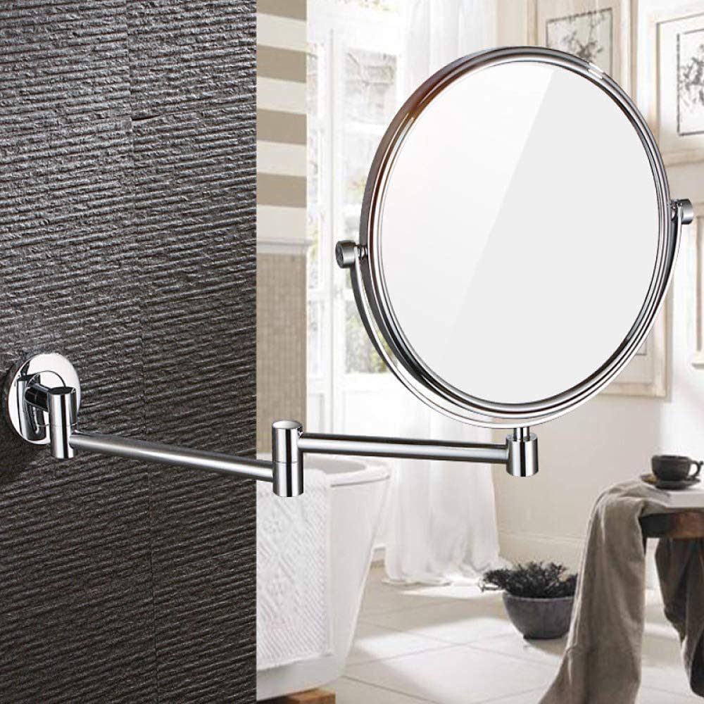 360° Rotating Double-Sided Wall Mounted Makeup Mirror with Adjustable Stretch - Perfect for Shaving, Makeup & Bedroom Vanity Decor