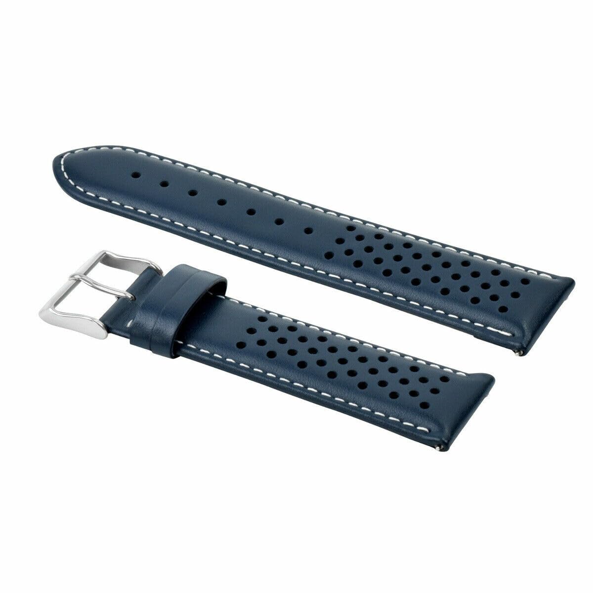 24mm Perforated Leather Watch Band Strap - Quick Release Compatible with Tag Heuer Carrera - Blue Genuine Leather Replacement Strap for Men's Watches | Dress, Business & Casual Wear