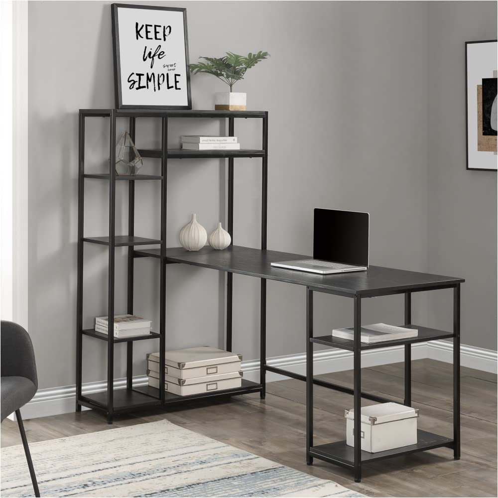 Modern Home Office Computer Desk with Multiple Storage Shelves - Large Workspace for Study, Remote Work & Gaming - HuaZo Ergonomic Writing Desk (Model 328129, 328131)