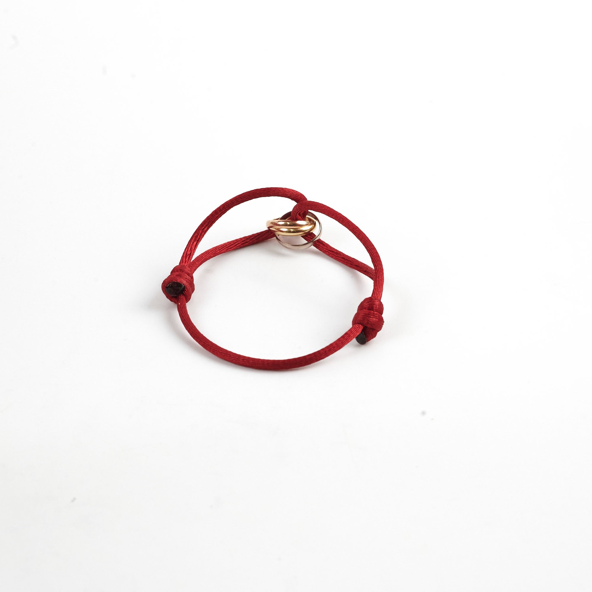Cartier Trinity Bracelet in Red - 18K Gold Tri-Color Interlocking Rings - Luxury Jewelry Gift for Women - Perfect for Anniversaries, Valentine's Day & Special Occasions
