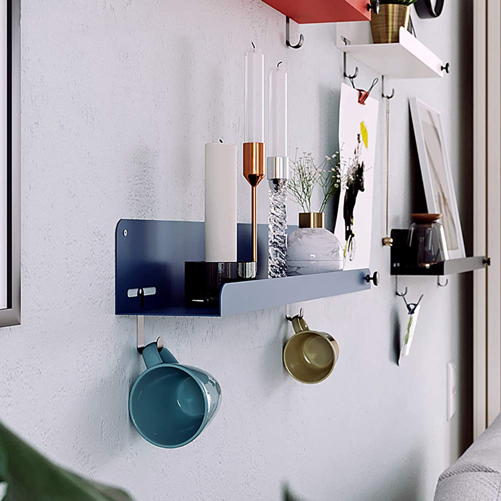 40/60/80cm Heavy Duty Metal Floating Wall Shelves - 15kg Load Capacity - Easy to Install Wall Mounted Shelves for Bathroom, Bedroom, Living Room & Kitchen - Perfect for Organizing Toiletries, Books, Decor & Kitchen Essentials