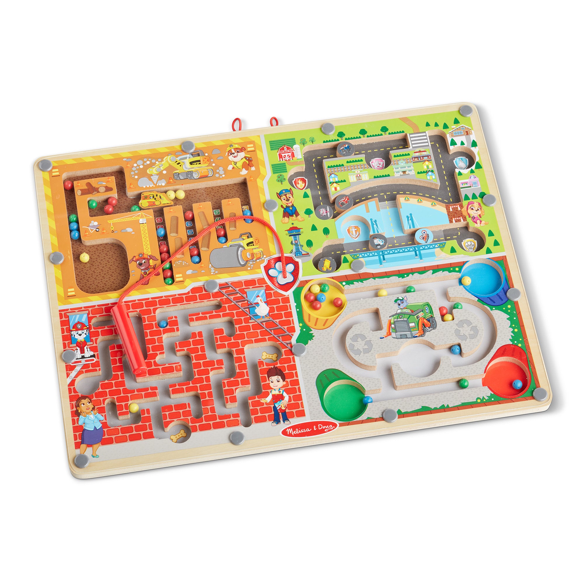 PAW Patrol Wooden 4-in-1 Magnetic Maze Puzzle Board - Fun Learning Toy for Kids, Perfect for Travel & Preschool Education