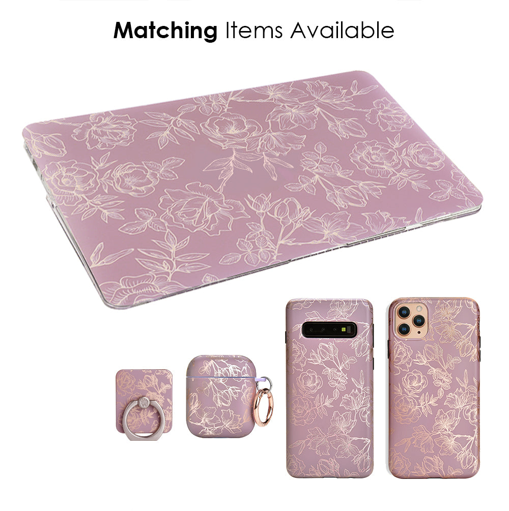 Dusty Rose Floral MacBook Case - Protective Cover for MacBook Air/Pro 13 Inch - Stylish Laptop Sleeve for Women, Office, Travel & School