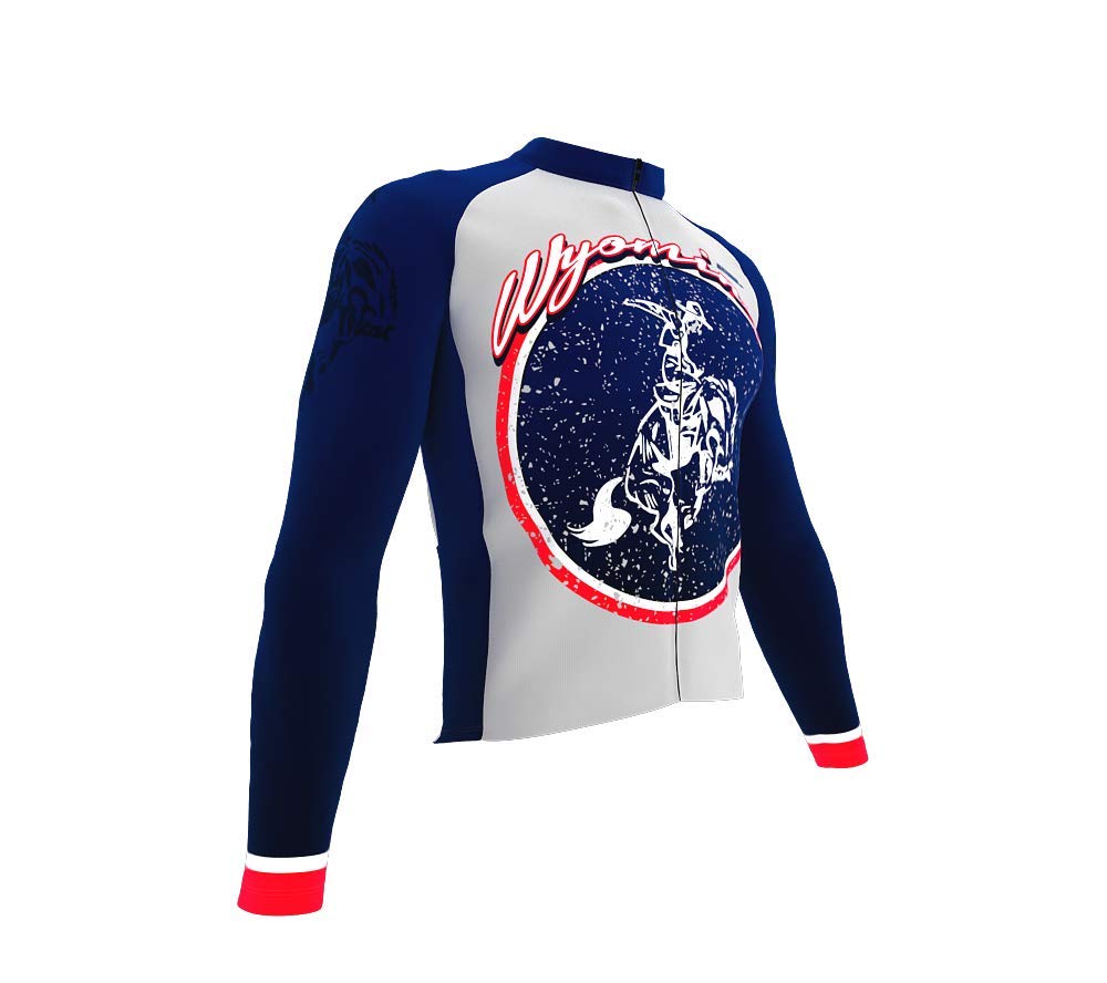 ScudoPro Pro Thermal Long Sleeve Cycling Jersey for Men - Wyoming USA State Icon Design, Cold Weather Bike Riding Gear for Outdoor Cycling & Mountain Biking