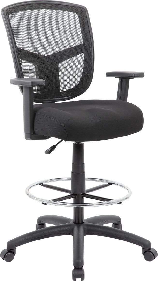 Boss Contract Mesh Drafting Stool [B16021] - Adjustable Height Office Chair for Architects & Designers - Ergonomic Mesh Back Support for Home & Studio Workspaces