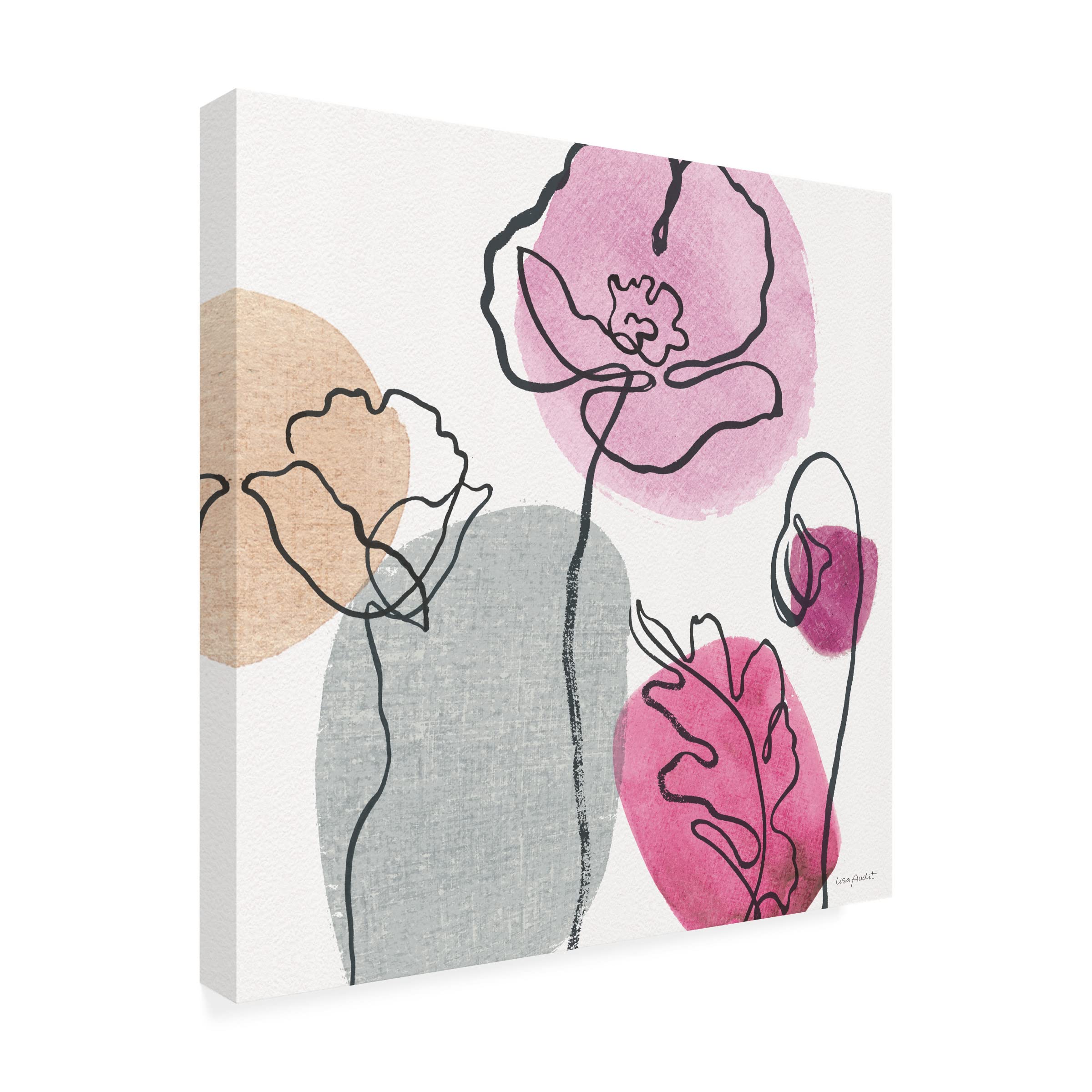 Lisa Audit 'Think Pink 02' Canvas Wall Art Print - Pink Abstract Floral Painting for Living Room, Bedroom & Office Decor - Ready to Hang