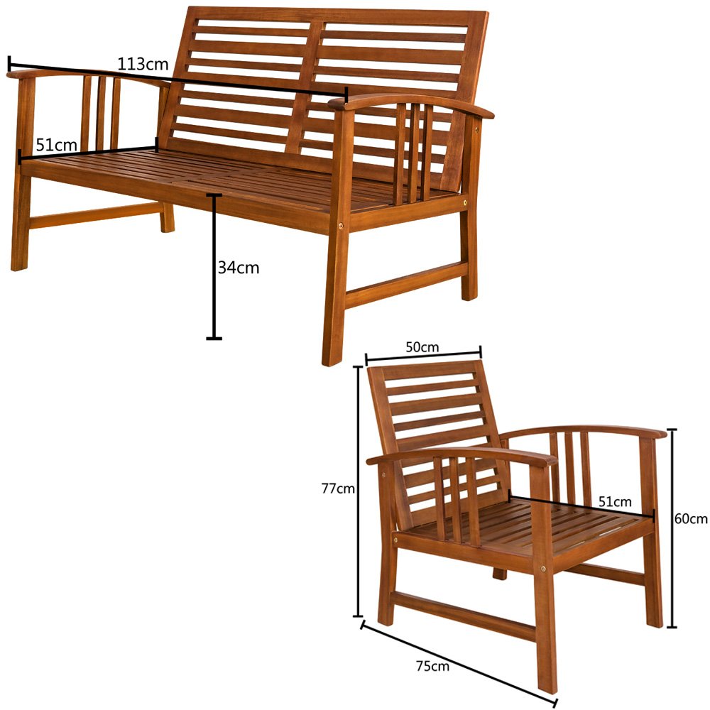 CASARIA® Outdoor Garden Furniture Set - FSC® Certified Acacia Wood Patio Sofa with Thick Cushions, Grey | Durable All-Weather Lounge Seating for Deck, Balcony, Backyard & Poolside Relaxation