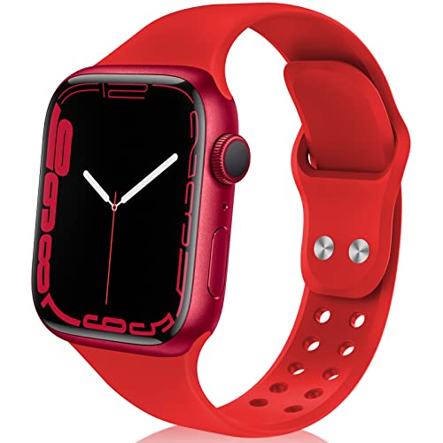 Premium Soft Silicone Replacement Band for Apple Watch Series Ultra/8/7/6/5/4/3/2/1/SE - 38mm 40mm 41mm 42mm 44mm 45mm 49mm - Comfortable Sport Strap for Men & Women - Ideal for Gym, Running & Everyday Wear