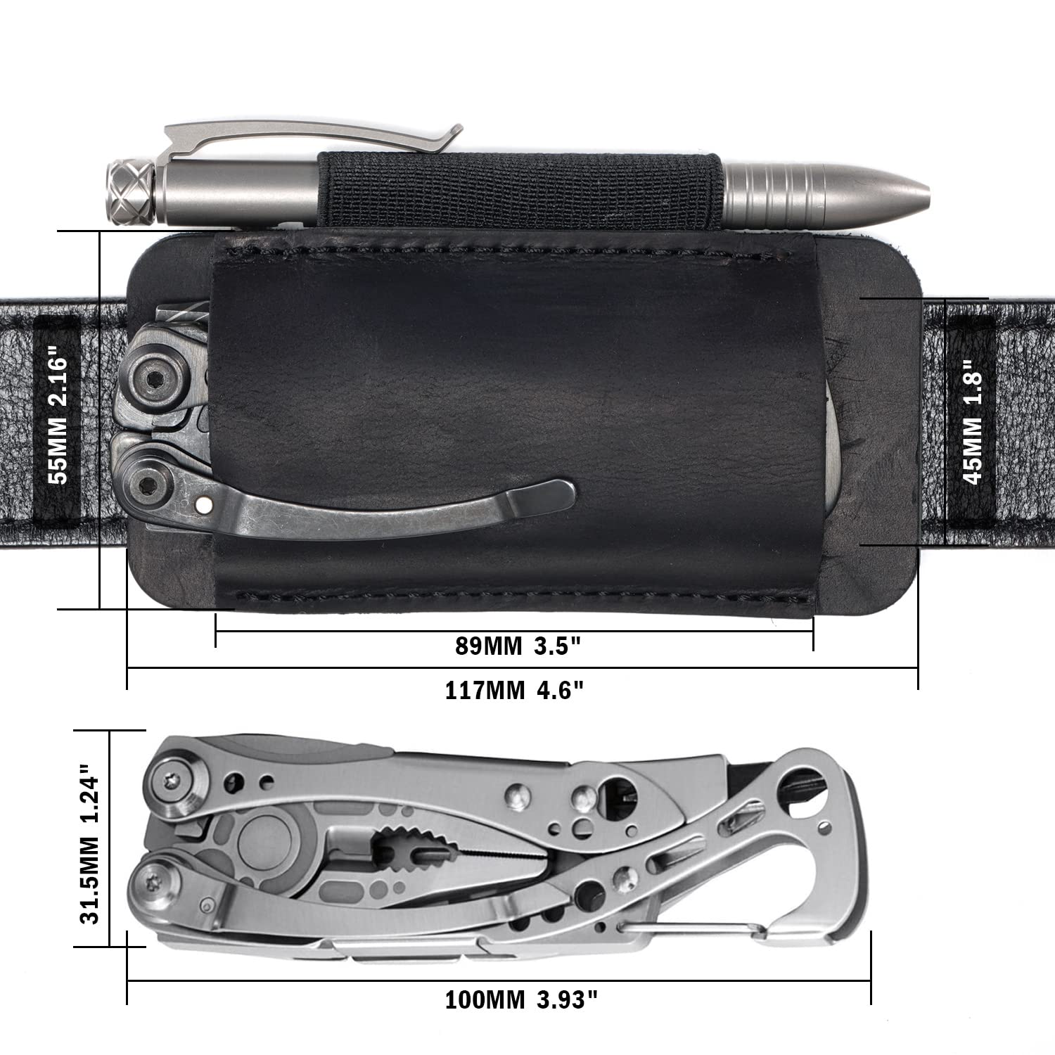 Premium Leather Knife Sheath for Belt - VIPERADE PJ33 Horizontal Carry Pocket Knife Holster | Durable Folding Knife Holder for Hunting, Camping & Outdoor Activities