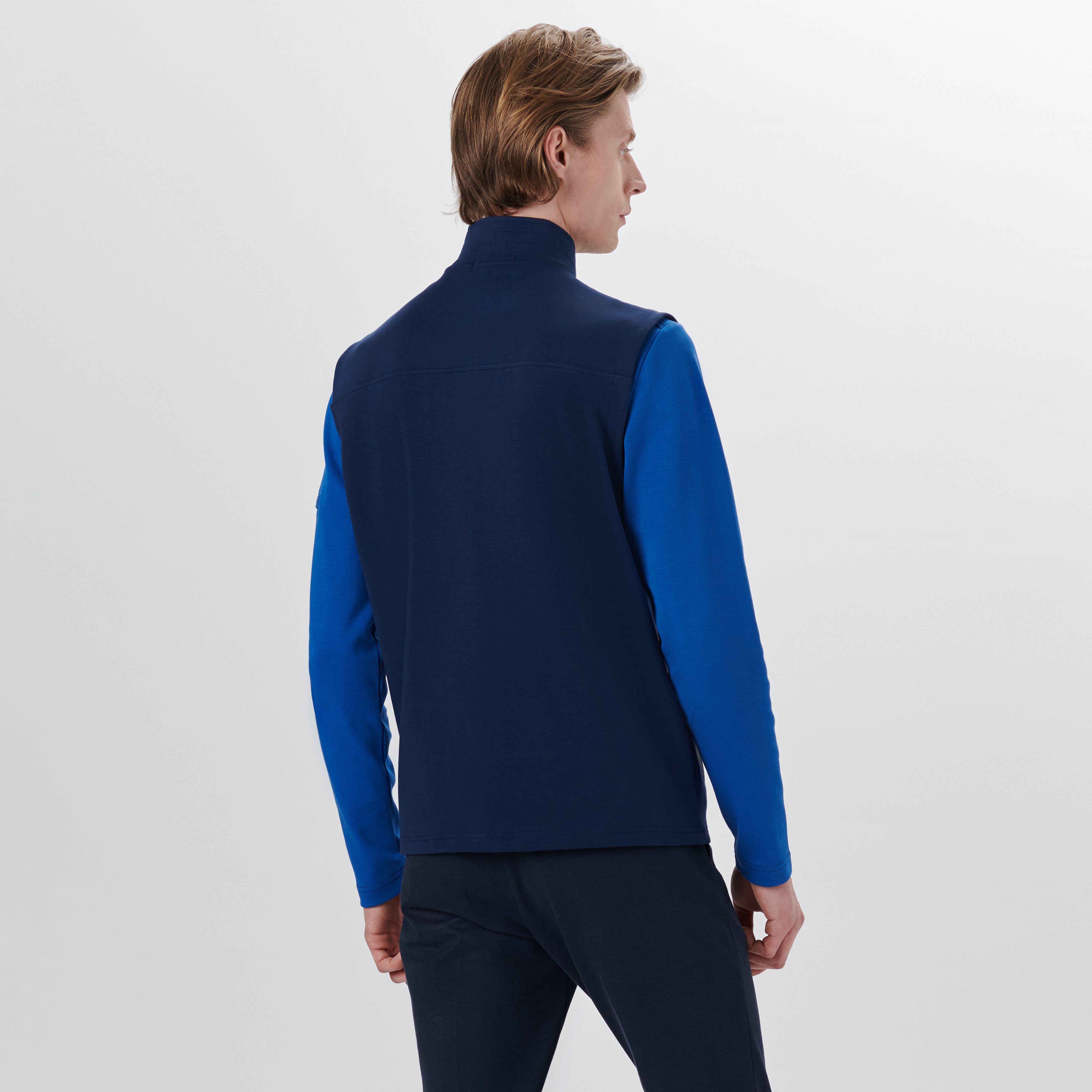 Men's Full Zip Fleece Vest in Navy Blue - Lightweight Warm Layering for Outdoor Hiking, Camping & Casual Wear