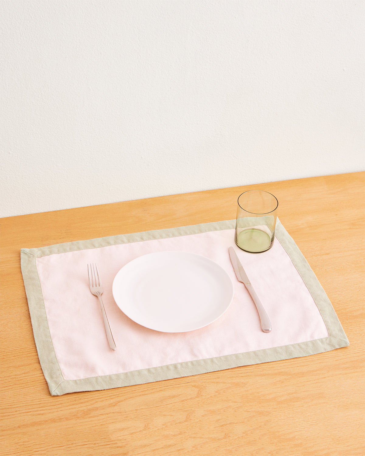 Premium Rosewater & Sage 100% French Flax Linen Trim Placemats (Set of 4) - Elegant Table Setting for Dinner Parties, Weddings & Home Decor