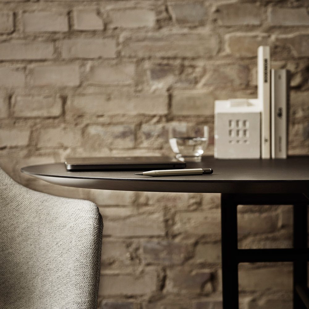 PRE ORDER AUDO CPH Snaregade Oval Dining Table - Black Steel Frame & Charcoal Linoleum Top | Modern Scandinavian Design for Dining Room & Open-Plan Living Spaces