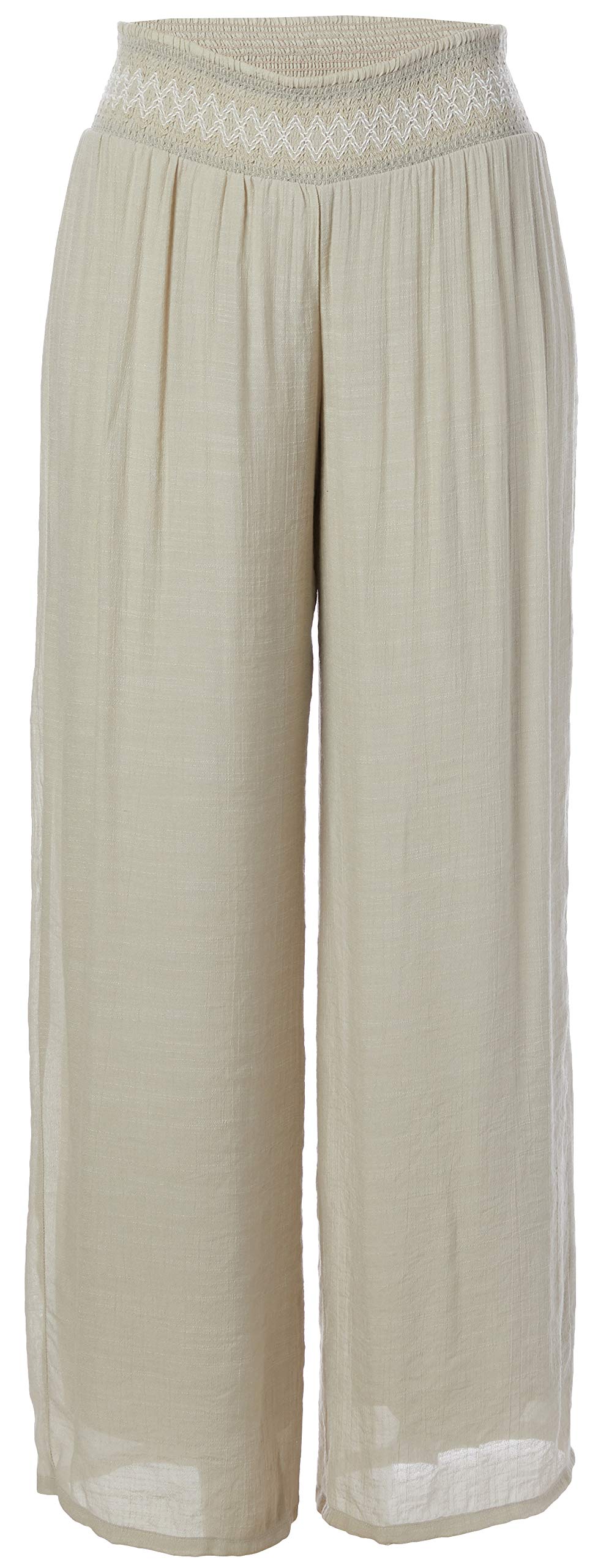 AGB Women's Wide Leg Gauzy Pants - Soft & Breathable High Waist Palazzo Trousers for Summer, Yoga, Beach & Casual Wear