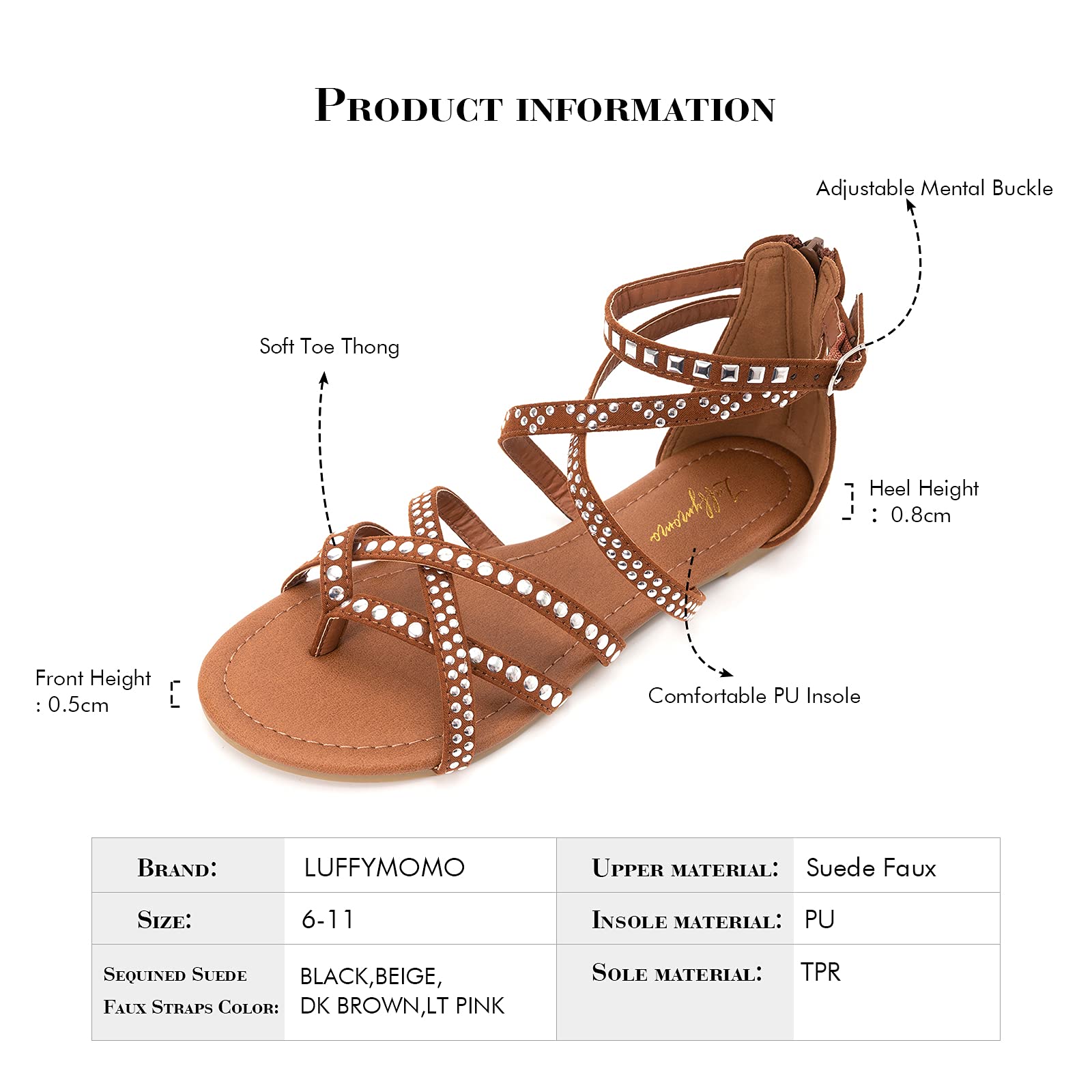 Luffymomo Women's Gladiator Sandals - Flat Fisherman Thong Cross Strap Summer Sandals for Beach, Vacation & Casual Outfits