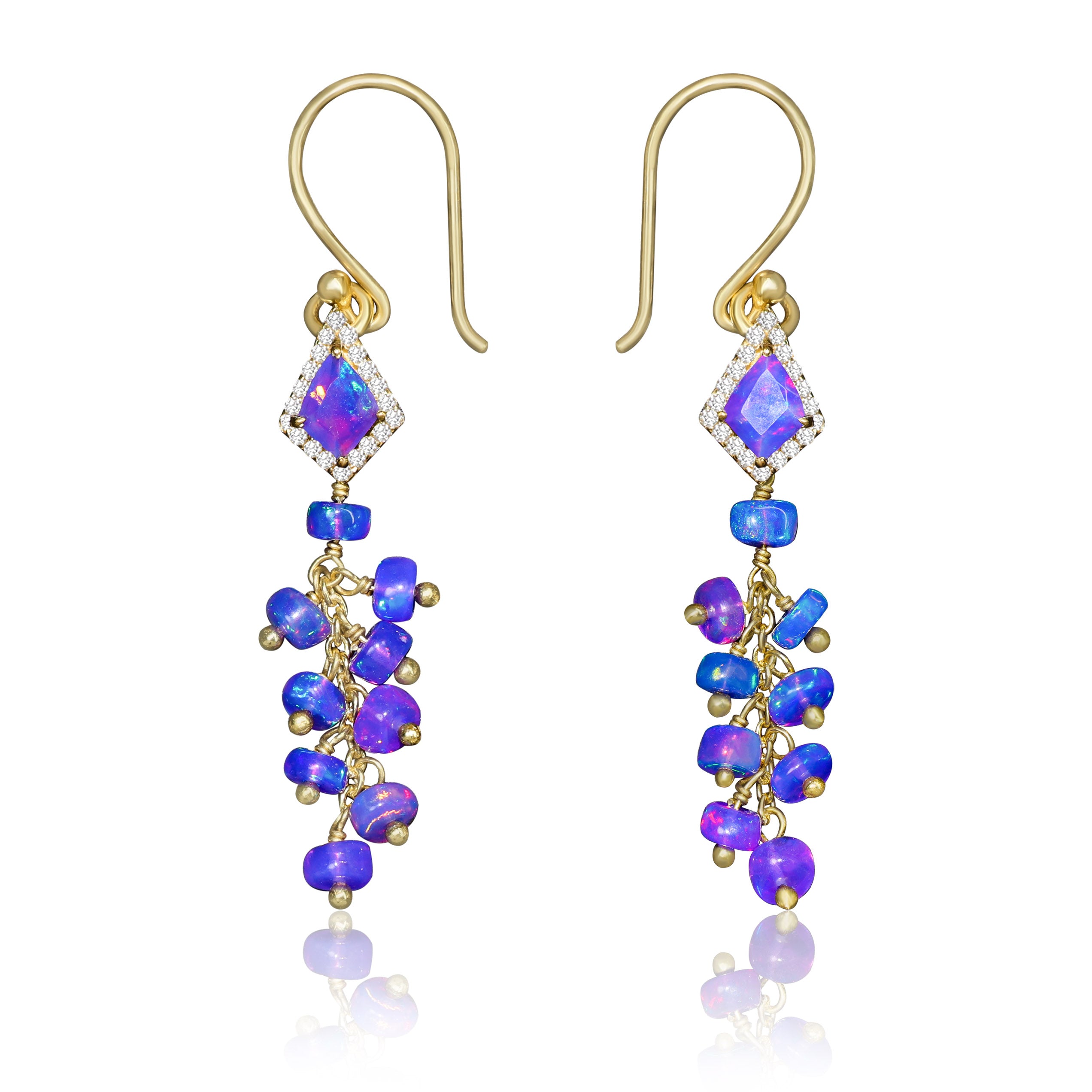 Ethiopian Opal Lavender Fire Beaded Earrings with Kite Charm - Perfect for Boho, Hippie & Festival Jewelry Styles