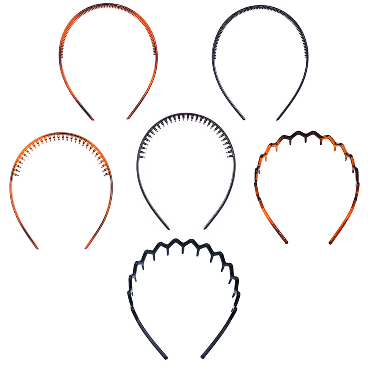 Beaupretty 6-Pack Fashion Headbands for Women - Non-Slip Hair Hoops, Simple Teeth Hair Bands for Men & Women - Perfect for Workouts, Yoga, Sports and Everyday Styling