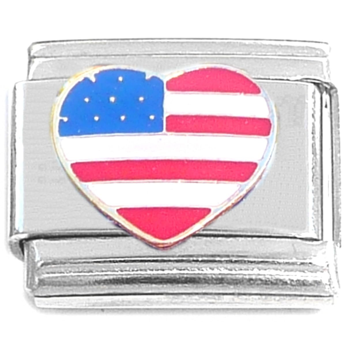 USA Flag Italian Charm Bracelet Link - Patriotic Jewelry for Men & Women - Perfect for 4th of July, Veterans Day & National Pride Events