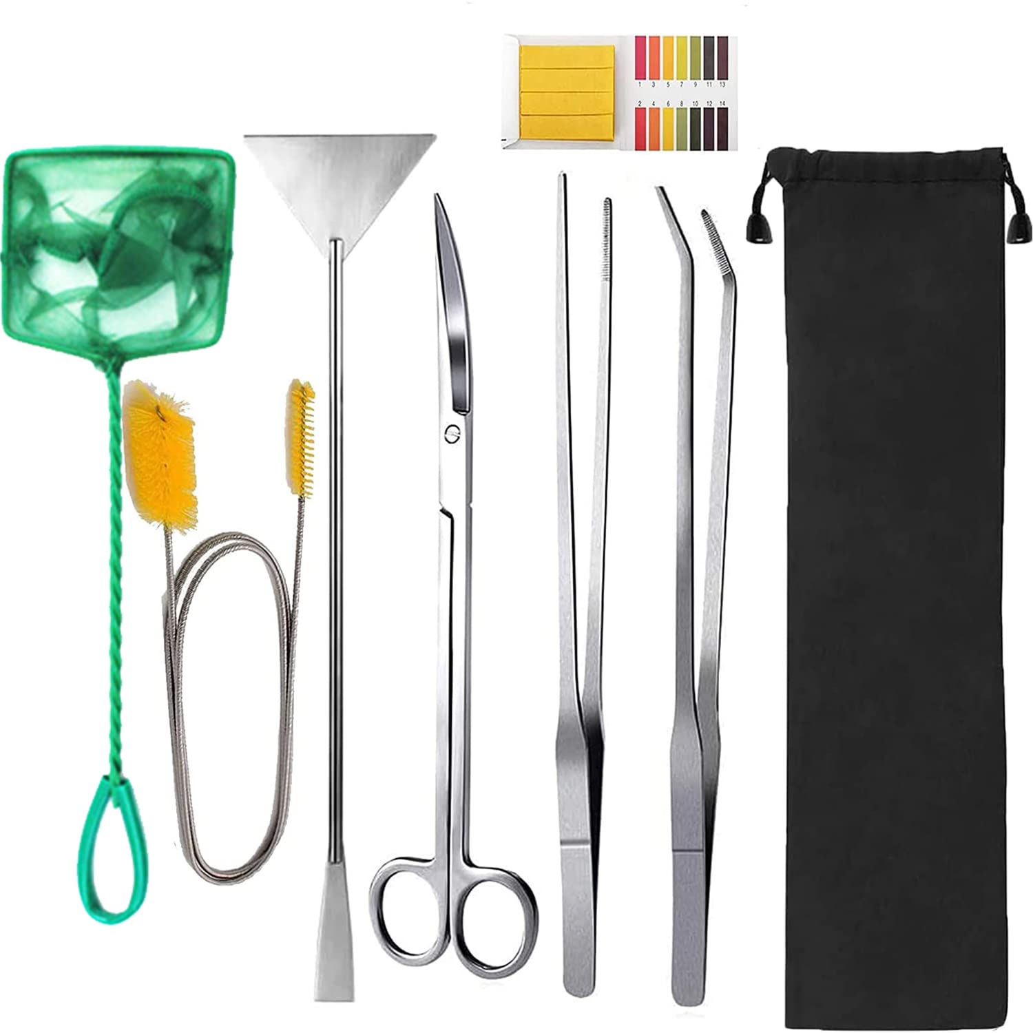 **Lxiyu 7-in-1 Aquarium Aquascaping Tools Kit – 15-Inch Stainless Steel Tweezers, Scissors & Scrapers for Fish Tank Cleaning & Plant Maintenance – Perfect for Freshwater & Saltwater Aquariums**