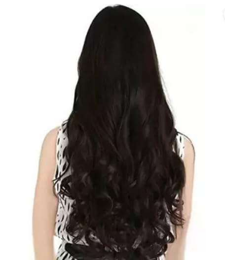 C & C Women's 24 Inch Black Straight Clip-in Hair Extensions (5 Clips, 150g) - Natural Looking Synthetic Hair for Volume & Length - Perfect for Parties, Weddings & Daily Styling
