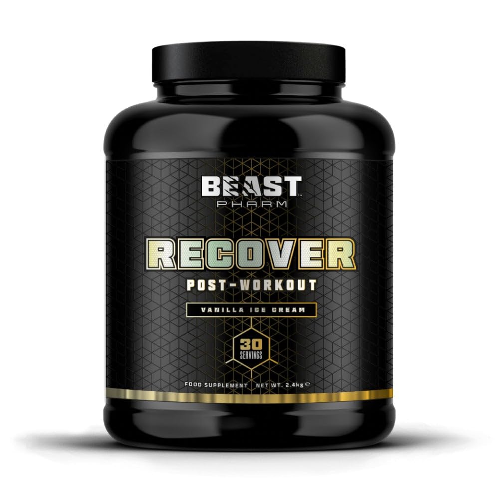 Beast Pharm Recover Post Workout Supplement - 5.3lb Vanilla Ice Cream Protein Powder for Muscle Recovery & Growth | Ideal for Gym, Fitness & Bodybuilding