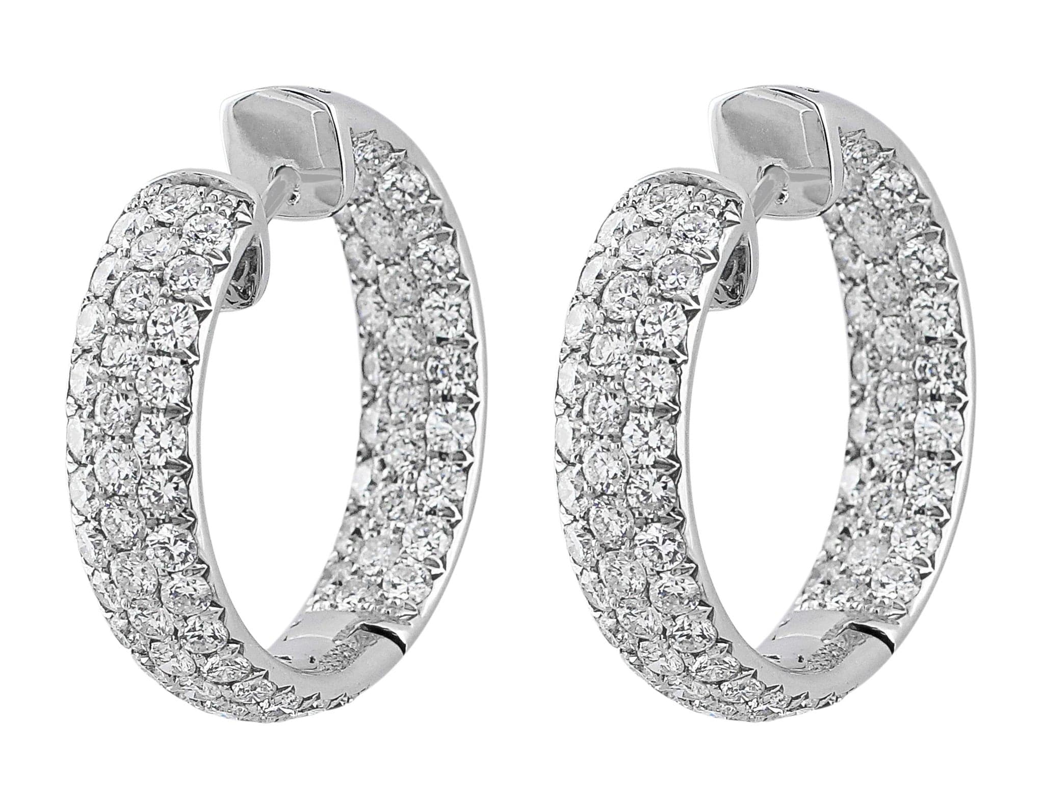 18K White Gold Pave Diamond Heart Hoop Earrings for Women - Elegant Valentine's Day Gift, Anniversary Jewelry & Romantic Date Night Accessories