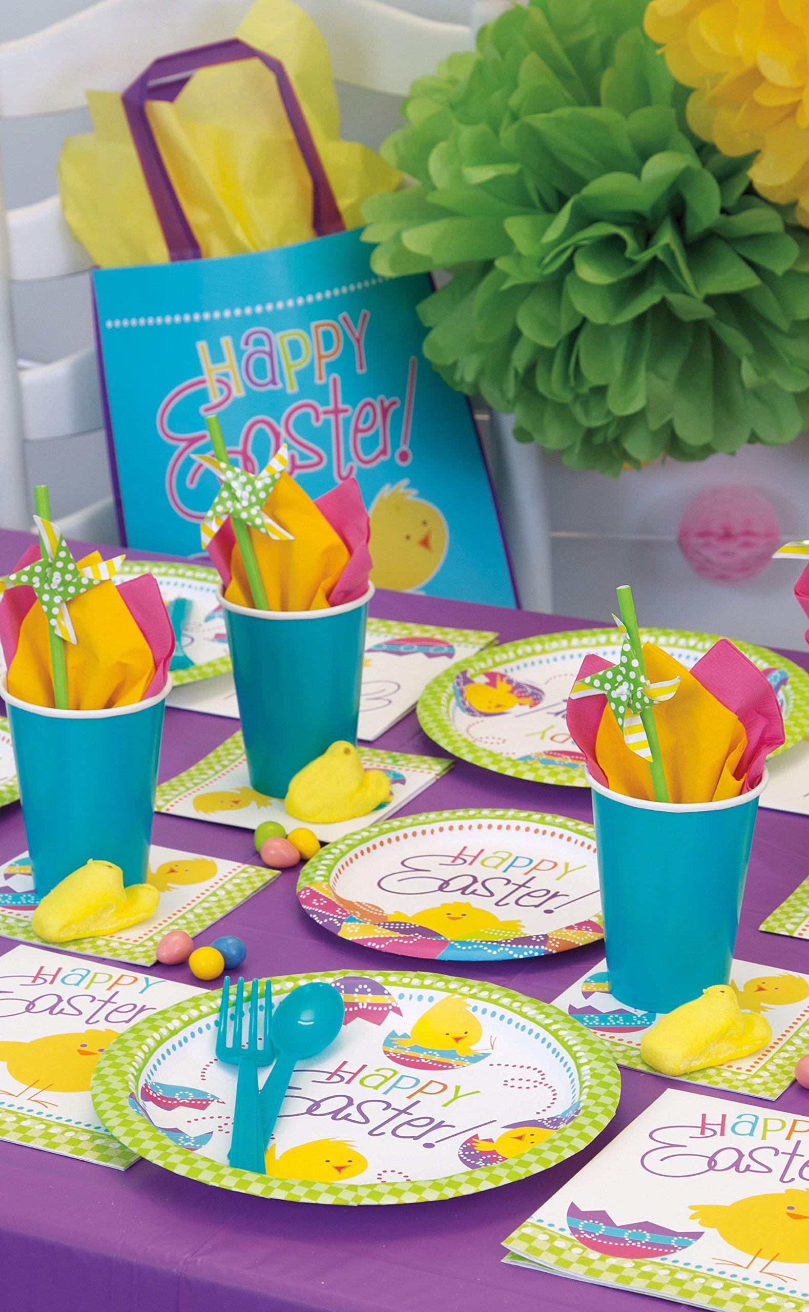 Easter Dinner Plates Set of 8 - Colorful Chick Design Spring Tableware for Holiday Parties, Family Gatherings & Easter Celebrations