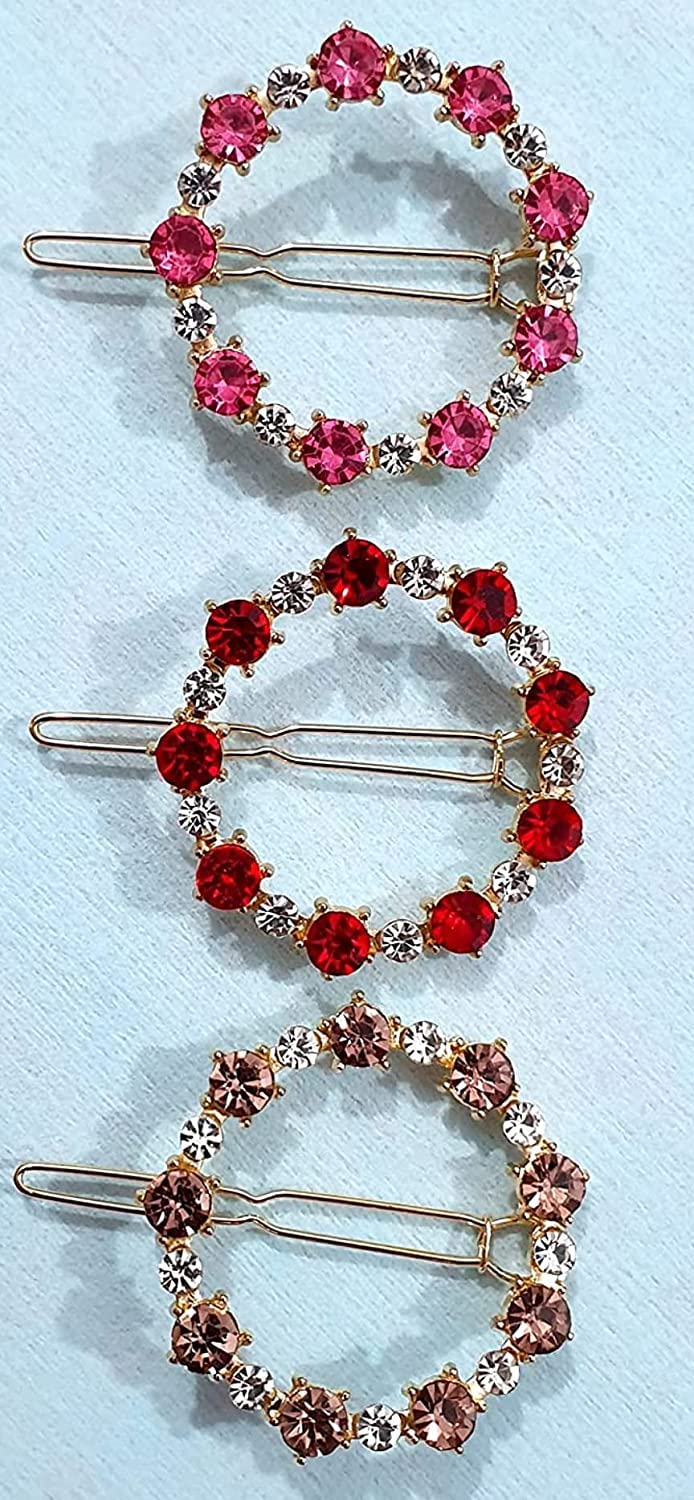BellaStella Korean Style Rhinestone Hair Clips for Women - Elegant Hair Accessories for Girls & Women - 3-Pack Decorative Hairpins for Parties, Weddings & Daily Wear