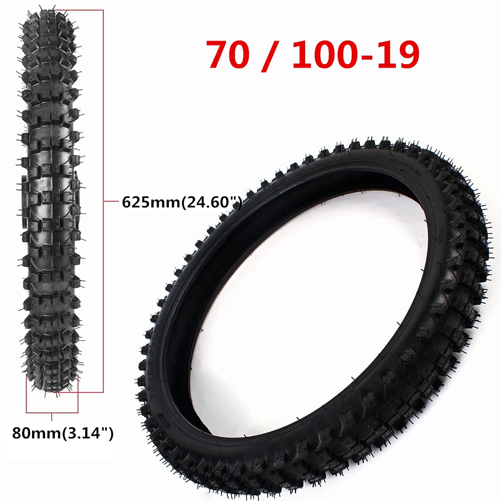 **70/100-19 & 90/100-16 Dirt Bike Tires Set with Tubes - Front & Rear Tires for Honda CR80 & KX100 - Black - Perfect for Off-Road, Trail Riding & Motocross**