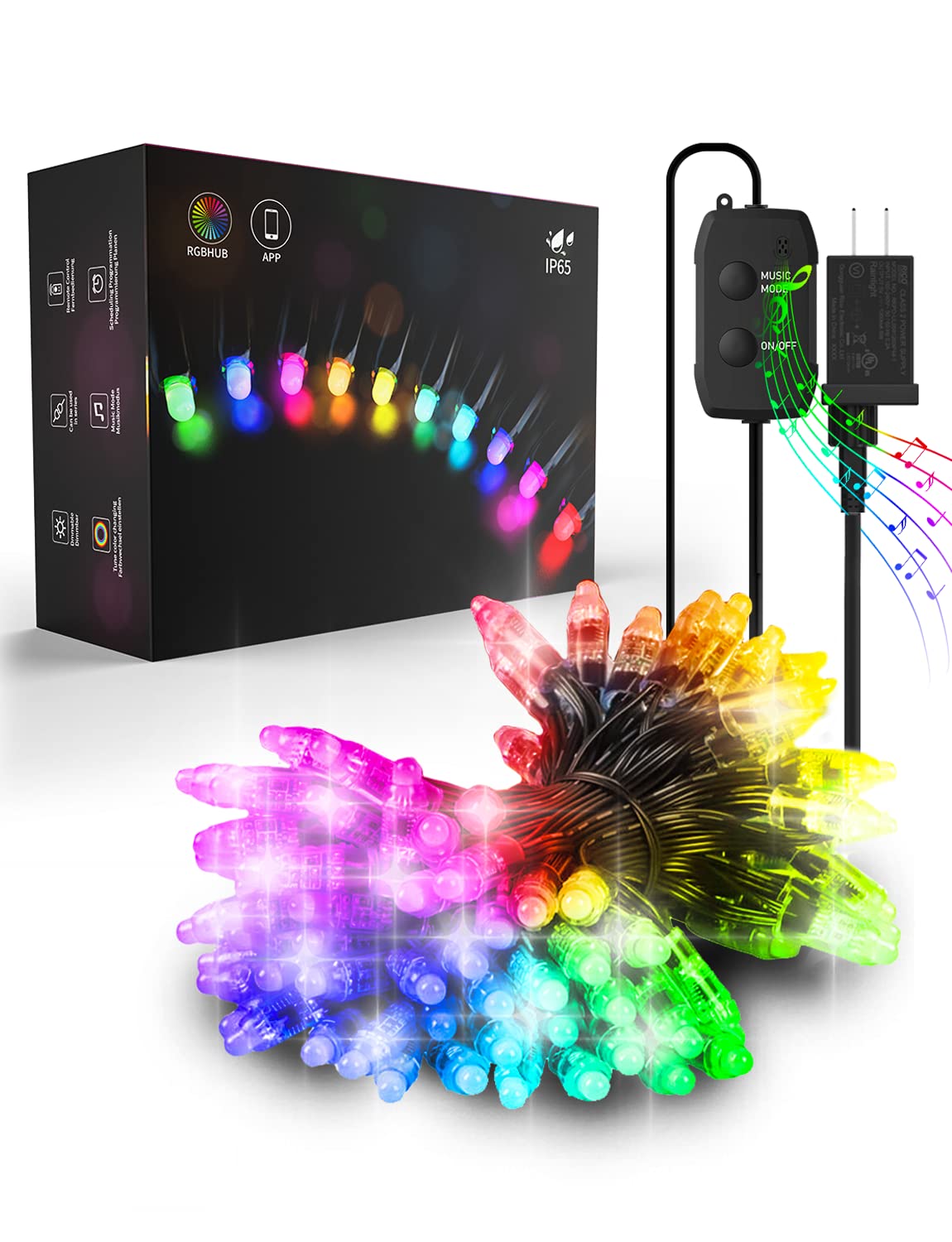 32.8FT Bluetooth LED Christmas Lights Outdoor - APP Controlled Color Changing String Lights with Music Sync, Waterproof for Holiday, Wedding, Party Decorations | Perfect for Christmas Tree, Garden, Patio & Indoor Decor