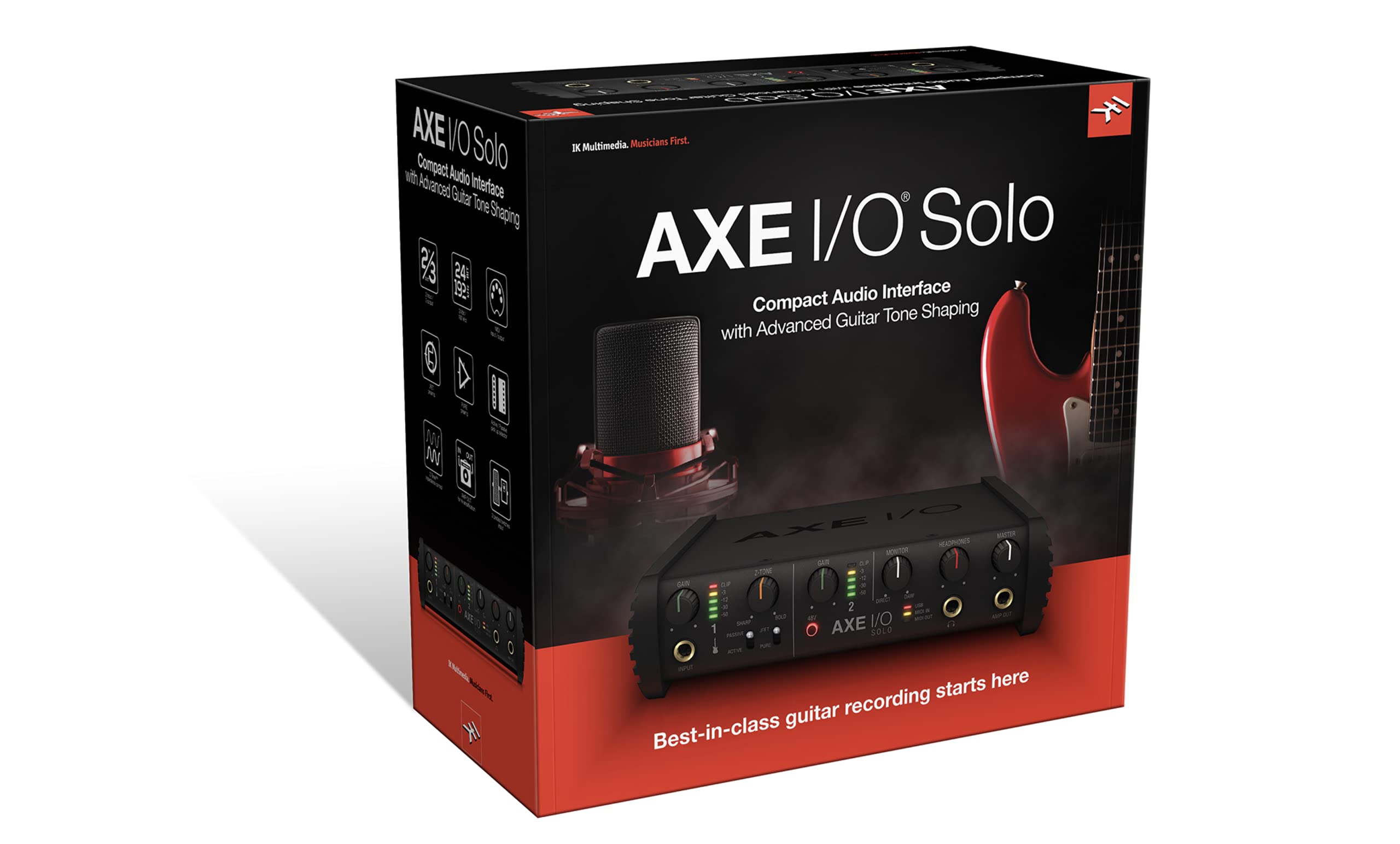 IK Multimedia AXE I/O SOLO Premium USB Audio Interface for Guitar - 2-in 3-out, 24-bit/96kHz, Hi-Z Re-Amp, Mac/PC Compatible with AmpliTube & TONEX Software Bundle - Perfect for Home Recording, Studio Production & Guitar Tone Shaping
