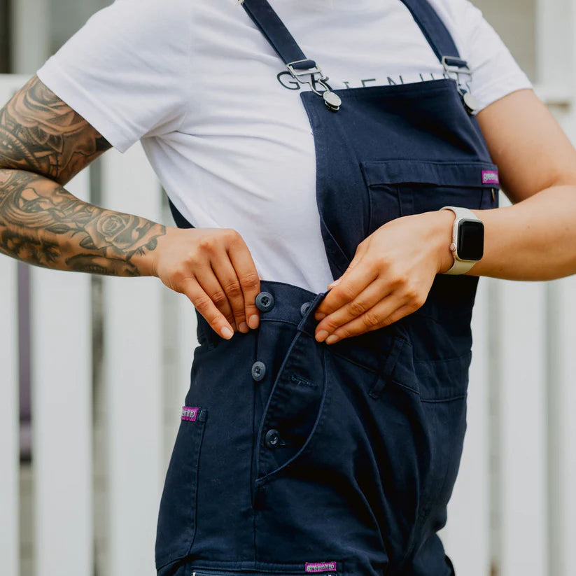 Women's Denim Shortalls - Comfortable Stretch Workwear Jumpsuit for Women | Perfect for Casual Work, Gardening & Outdoor Activities