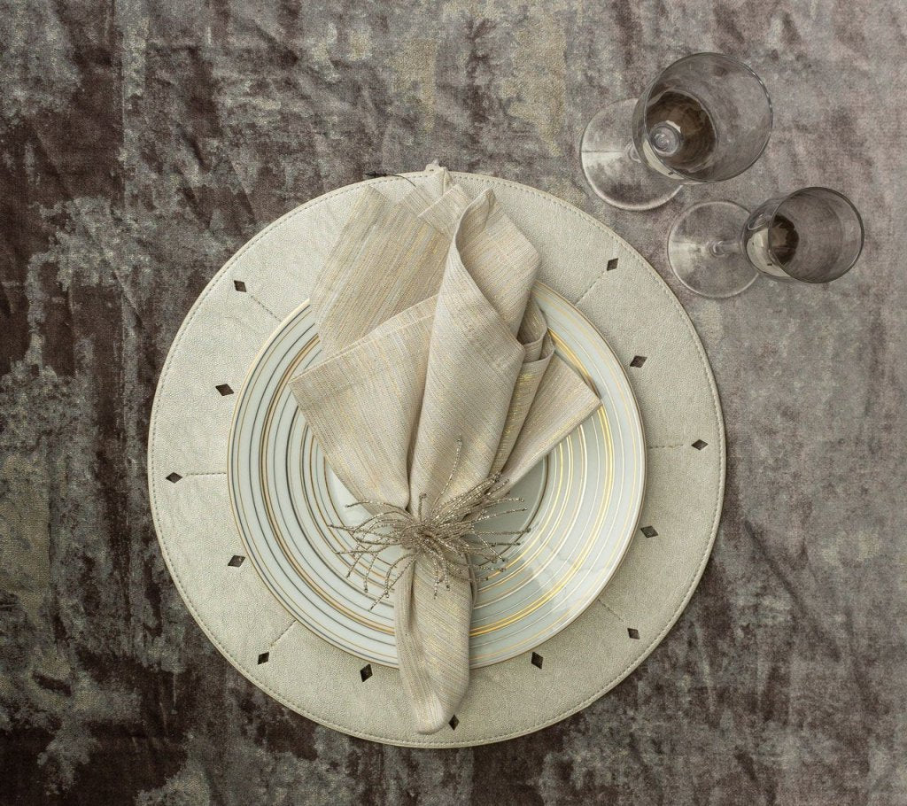 Gray & Beige Reversible Dart Placemats Set of 4 - Waterproof Table Mats for Dining Room, Kitchen, or Outdoor Picnic Use