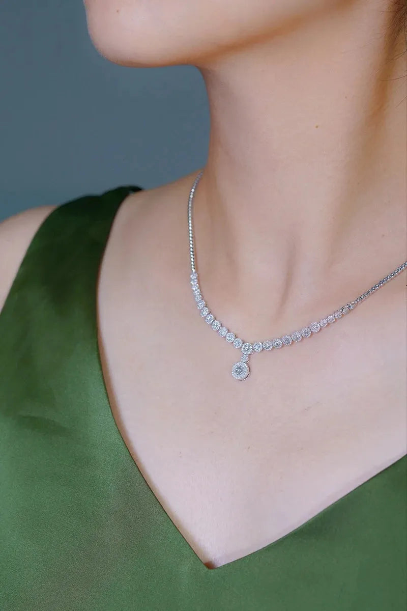 18K White Gold Vintage Diamond Necklace for Women - 1.7 Carat Real Natural Diamond Wedding Jewelry | Elegant Bridal Gift, Anniversary Present & Special Occasion Accessory