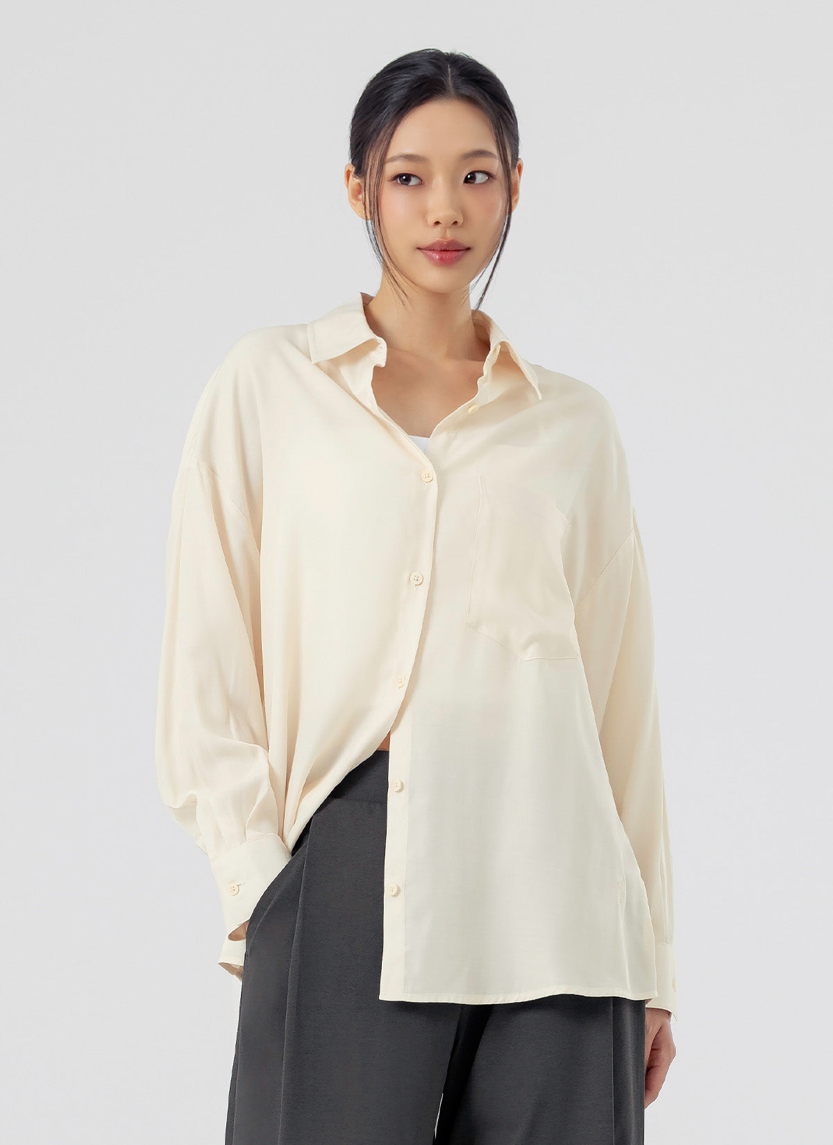 Stylish Drape Loose Fit Shirts for Women - Comfortable Casual & Office Wear - Trendy Oversized Blouse for Everyday Outfits
