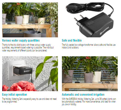 Gardena Holiday Watering Set - Automatic Plant Watering System for Indoor & Outdoor Plants - Perfect for Vacation, Travel & Home Gardening