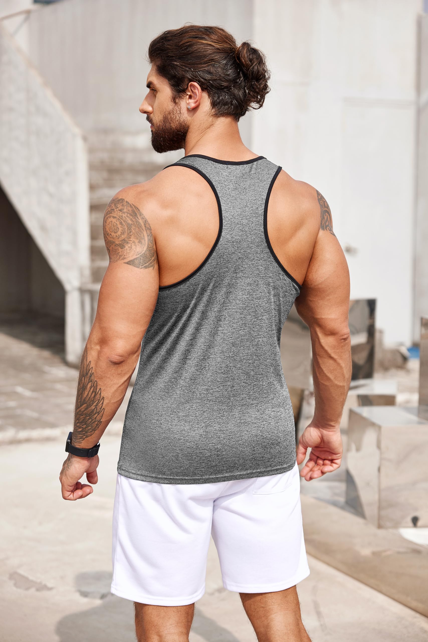 COOFANDY Men's 3 Pack Sleeveless Workout Tank Tops - Moisture Wicking Gym Shirts for Bodybuilding & Fitness | Y-Back Muscle Tee for Running, Weightlifting & Athletic Training