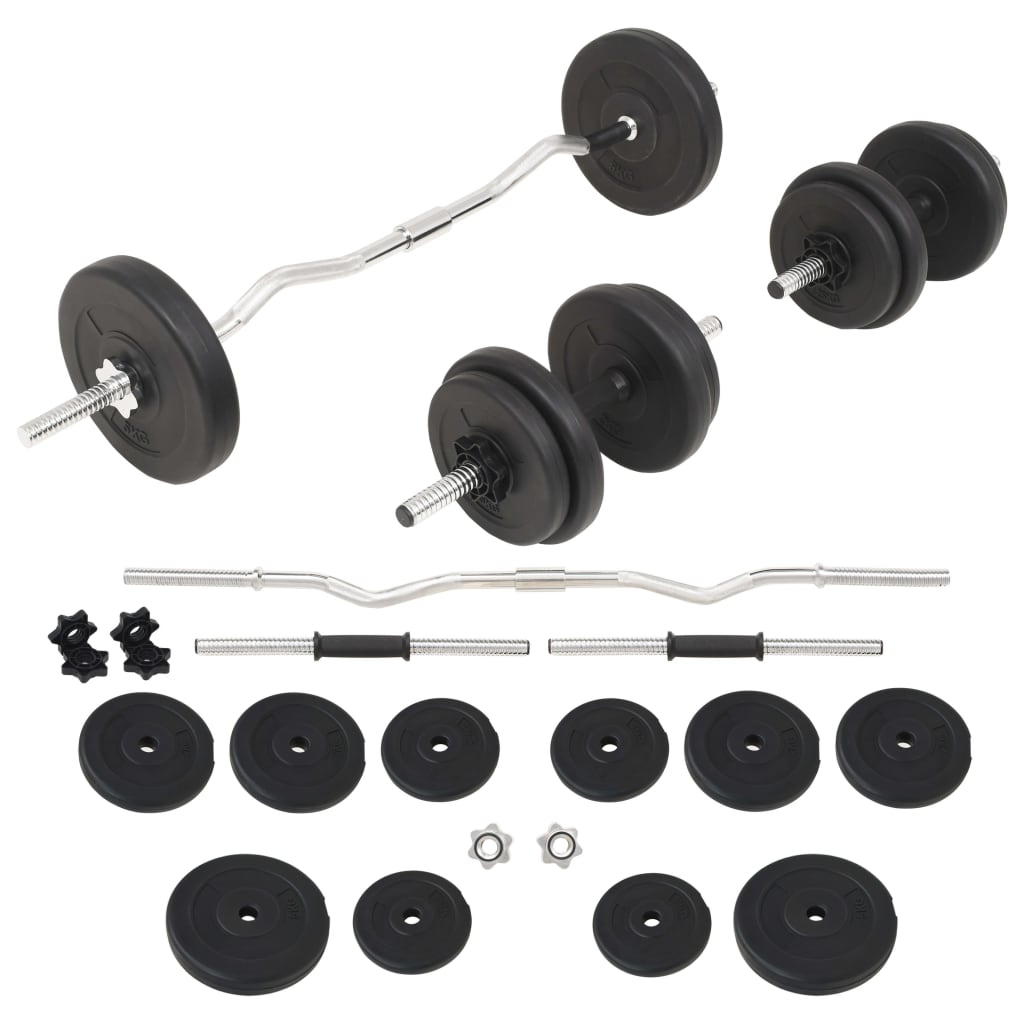 VidaXL 30kg Barbell and Dumbbell Set for Home Gym - Strength Training Equipment for Weightlifting, CrossFit & Fitness Workouts