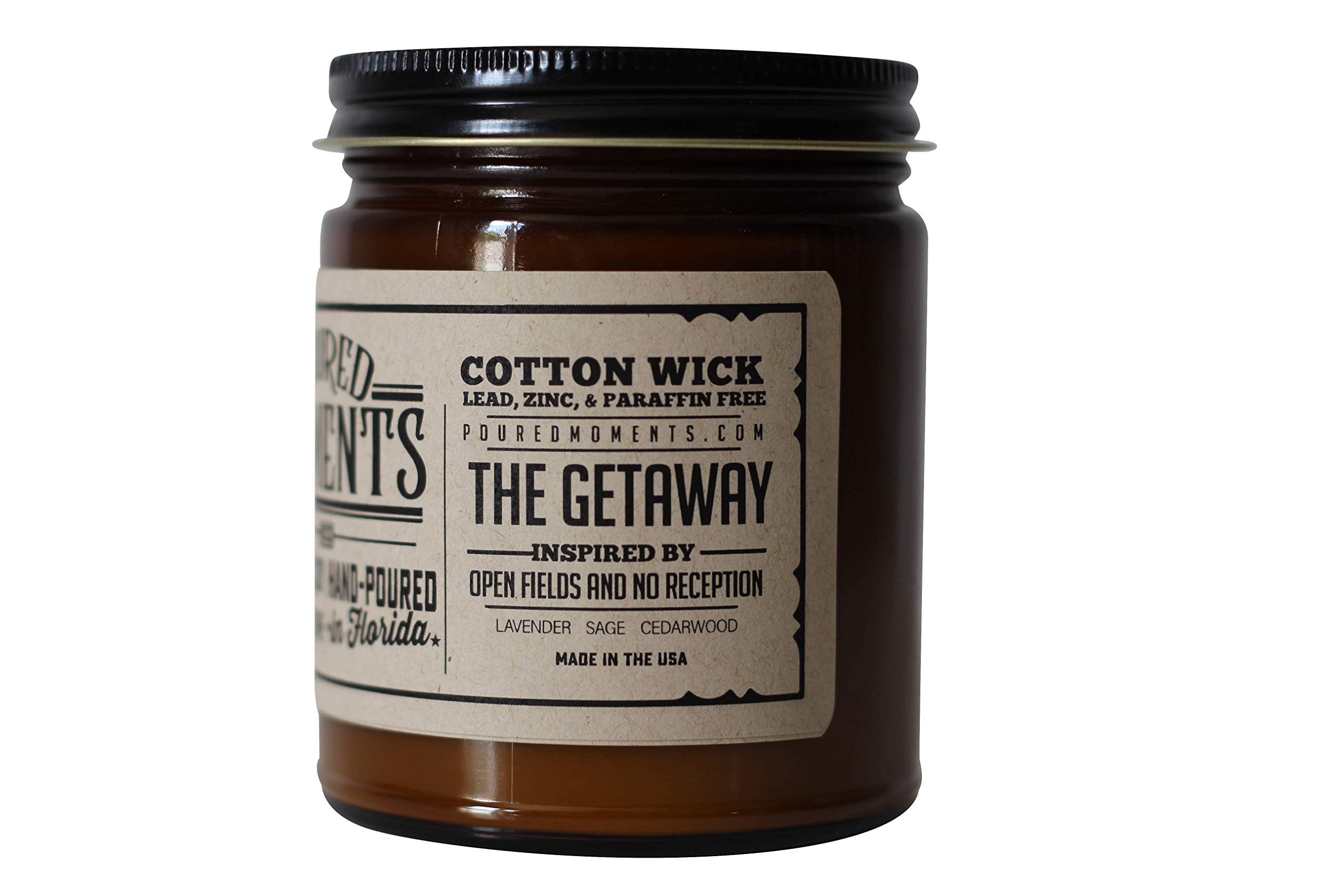 Poured Moment 100% All-Natural Soy Candles | American Made, Non-Toxic with Slow-Burning Wicks | The Getaway Scent | 9 oz Aromatherapy Candle for Relaxation & Home Decor