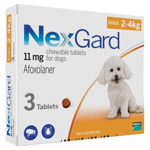 NexGard Chewables for Dogs 2-4kg (4.4-8.8 lbs) - Flea & Tick Prevention Treatment for Very Small Dogs | Monthly Soft Chews | Vet-Recommended Pet Healthcare | Perfect for Puppies & Indoor Dogs