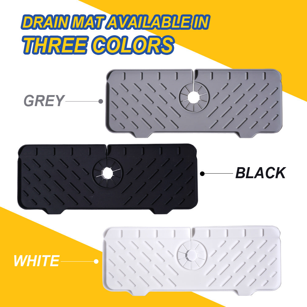 GARVEE 2-Pack Silicone Faucet Mat - Non-Slip Drying Pad, Counter Protector for Kitchen & Bathroom Sink - Waterproof & Durable for Dishes, Sponges & Utensils (Perfect for Drying, Organizing & Protecting Countertops)