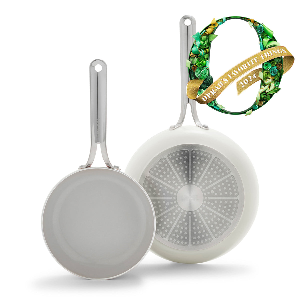 Premium Nova Ceramic Nonstick 8 & 10 Inch Frying Pan Set - Cream Color | Healthy Cooking, Oven & Dishwasher Safe | Perfect for Sauteing, Frying & Everyday Meals