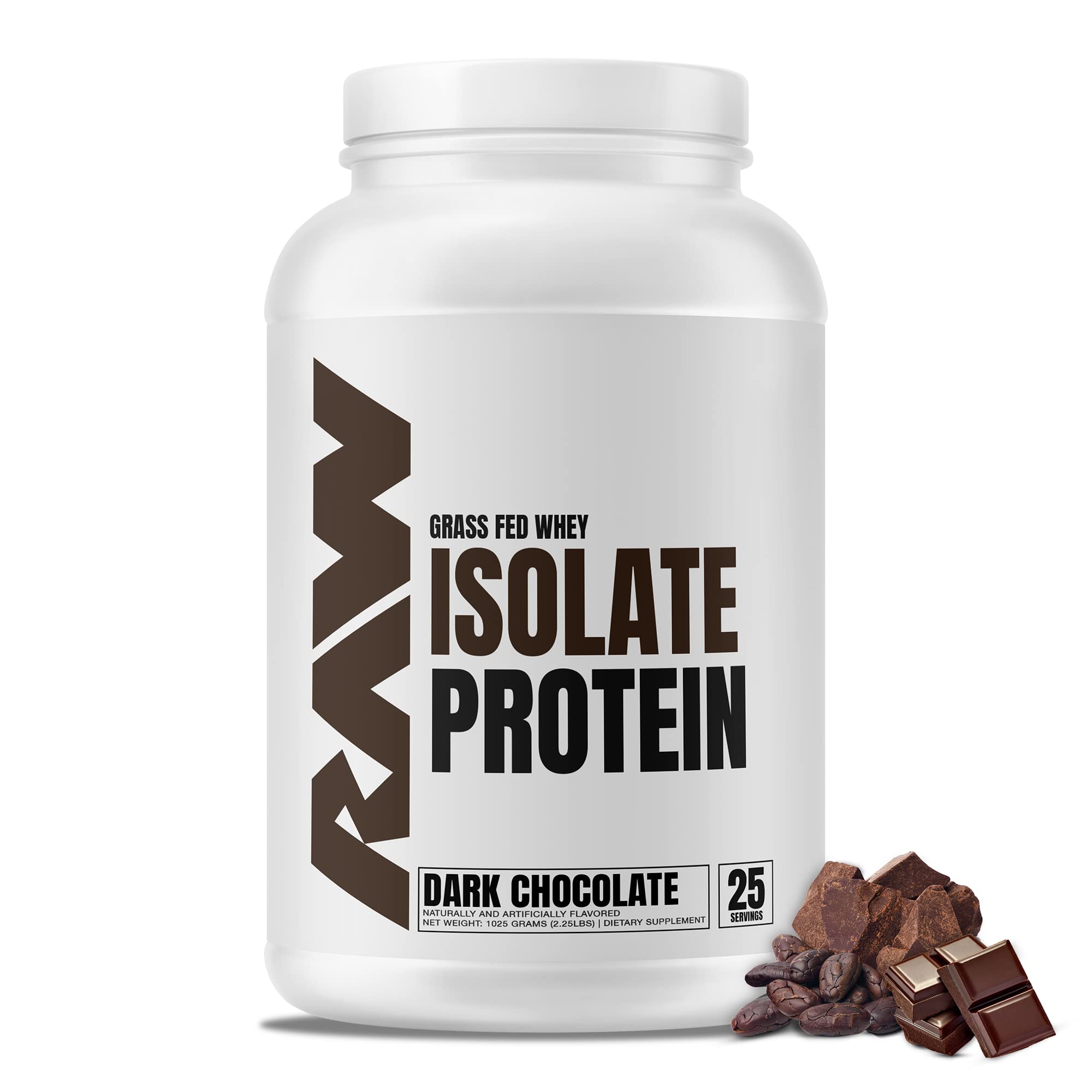 100% Grass-Fed RAW Whey Isolate Protein Powder - Dark Chocolate Flavor | Low-Fat, Low-Carb Muscle Recovery & Growth Supplement | 25 Servings | Ideal for Post-Workout, Weight Management & Healthy Lifestyle